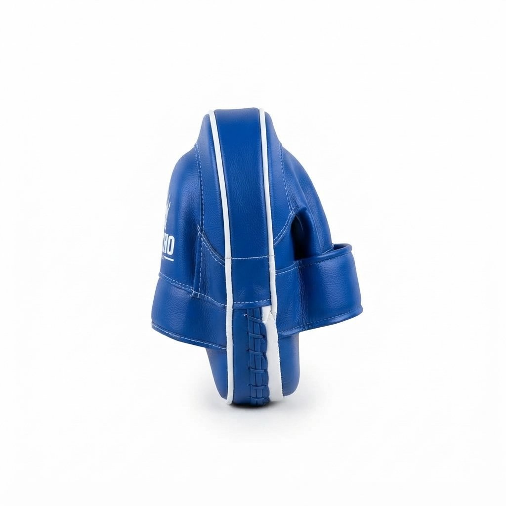 Pair of blue and white boxing focus pads showing front and back design. - alternate view 4