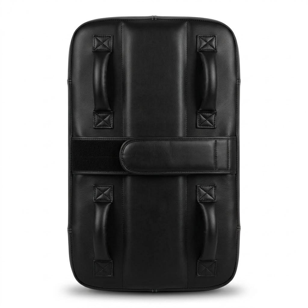 Black training pad featuring multiple grey target panels and reinforced handles. - alternate view 4