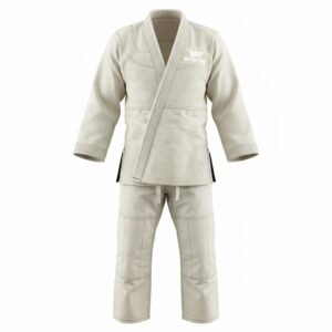 Off-white heavyweight judo uniform featuring a textured jacket and matching trousers displayed against a white background.