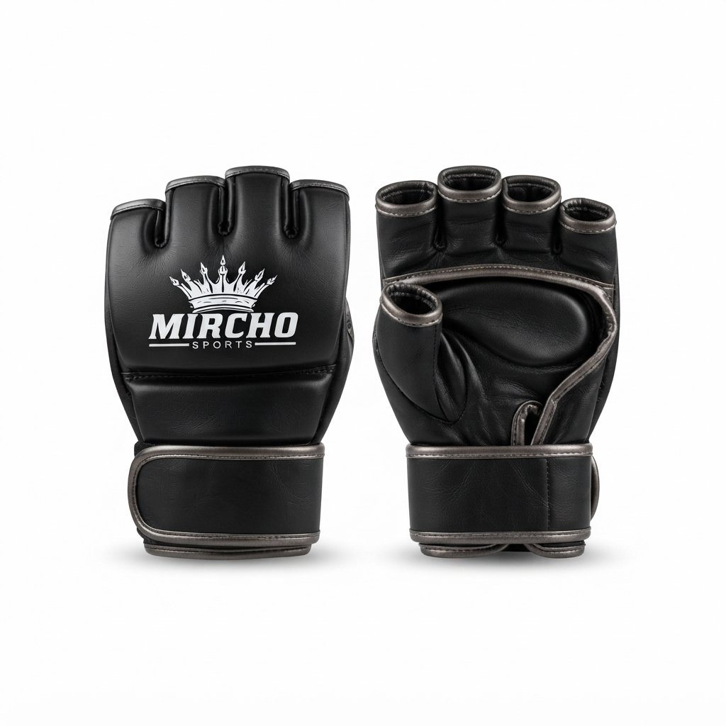 Matte black MMA gloves featuring open-finger design and secure wrist closure. - alternate view 2