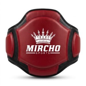 Red and black belly and core training pad for martial arts