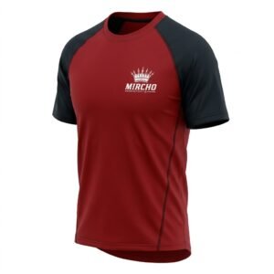 Red and black sports training t-shirt with short sleeves