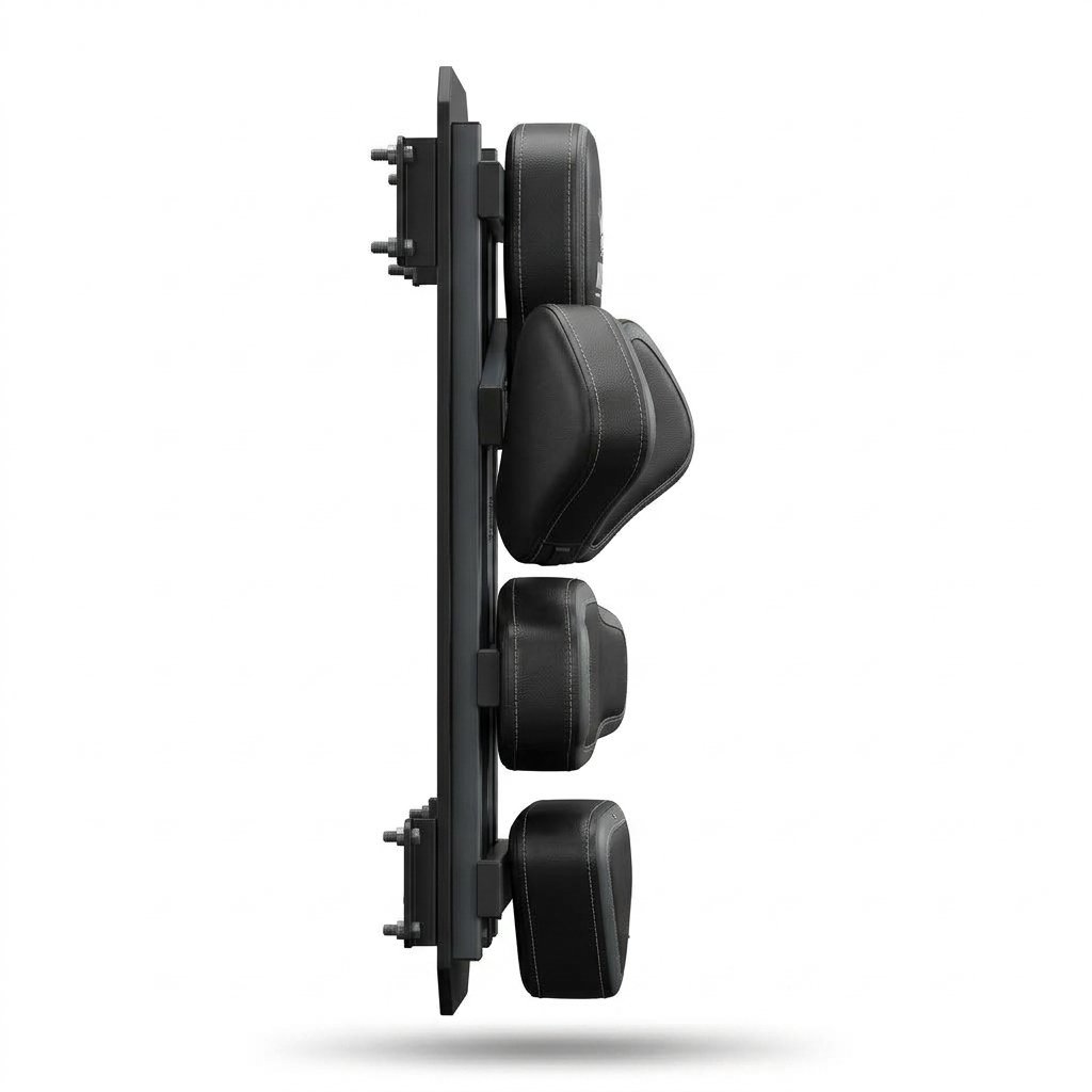 Wall mounted black MMA striking target with multiple padding positions and steel support brackets. - alternate view 2