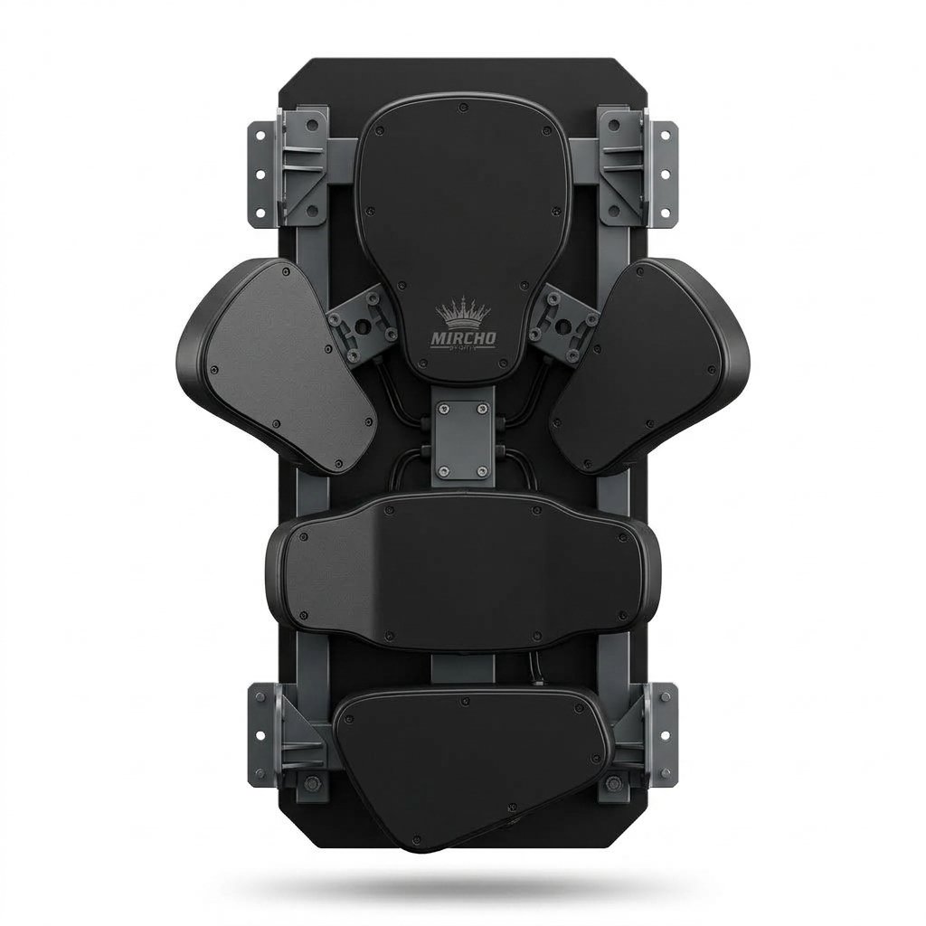 Wall mounted black MMA striking target with multiple padding positions and steel support brackets. - alternate view 3