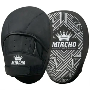 Black boxing focus pads showing curved hand compartment and geometric target side.