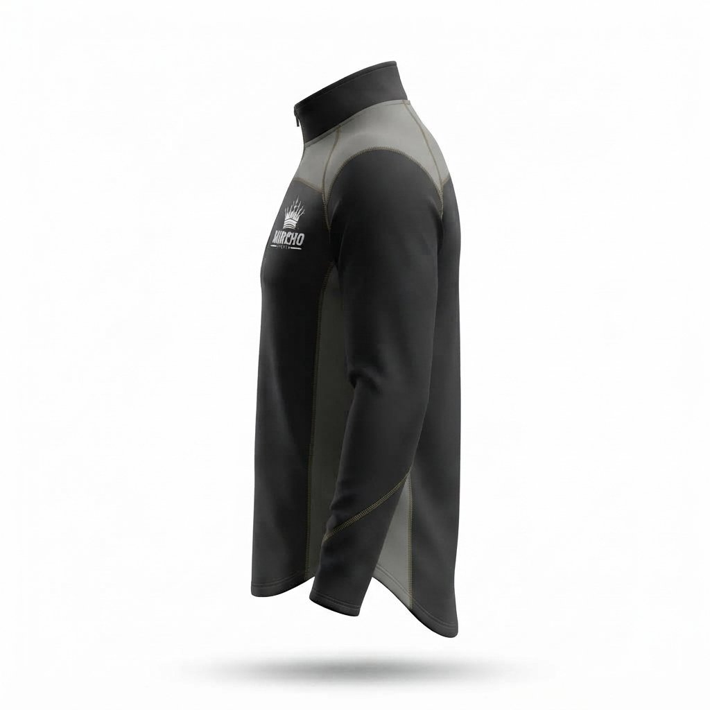 Front view of a black and gray quarter-zip training top with long sleeves. - alternate view 4