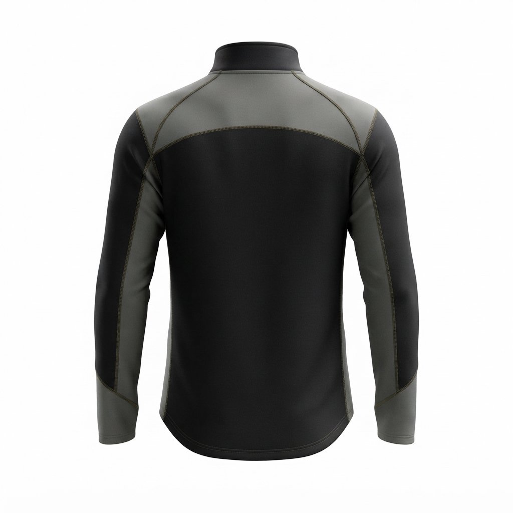 Front view of a black and gray quarter-zip training top with long sleeves.